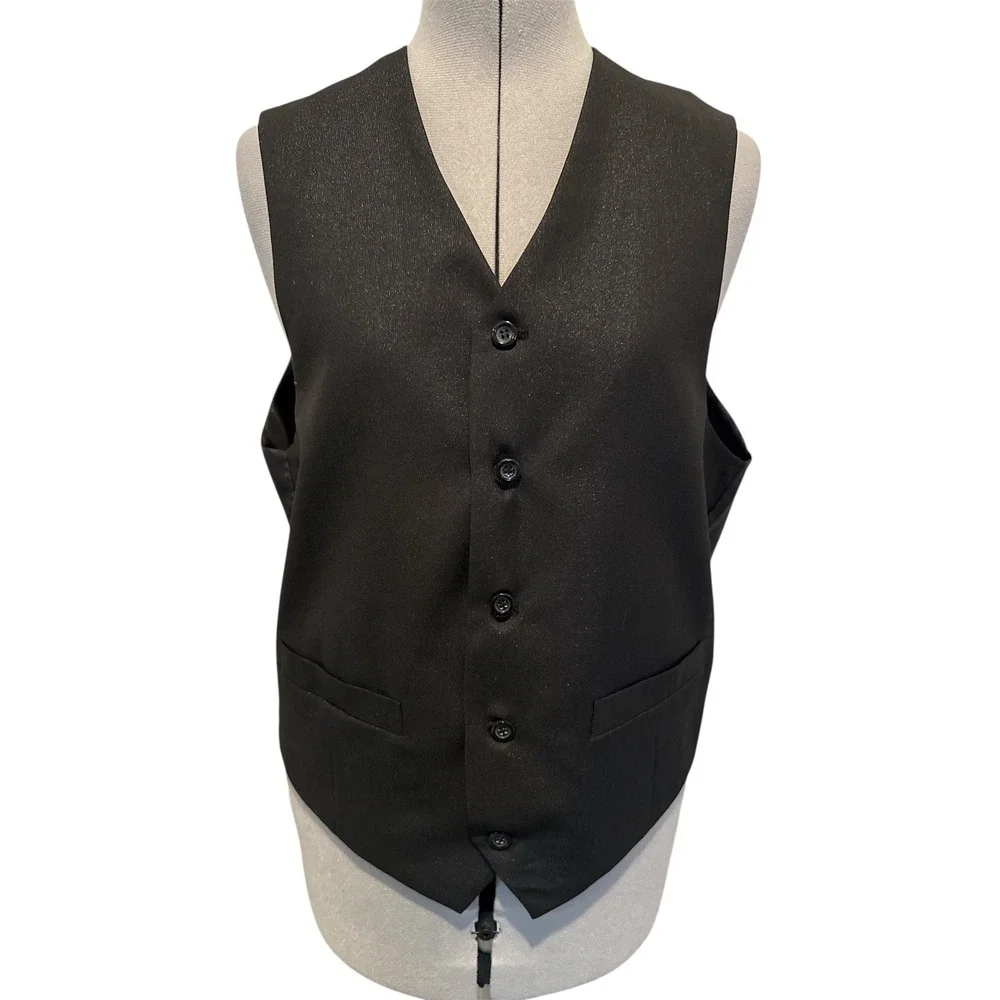 Vinci Vest & Sport Coat Blazer Men's 40L RN 114572‎ Metallic Black blazer vest